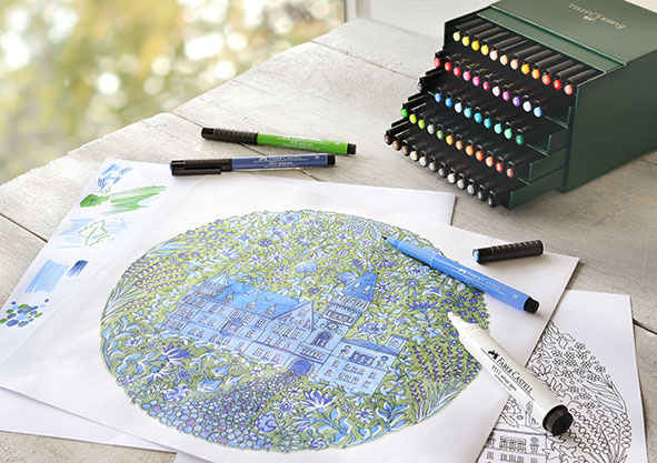 Маркери четка PITT Artist Pen комплекти в студио и дървена кутия Специална селекция