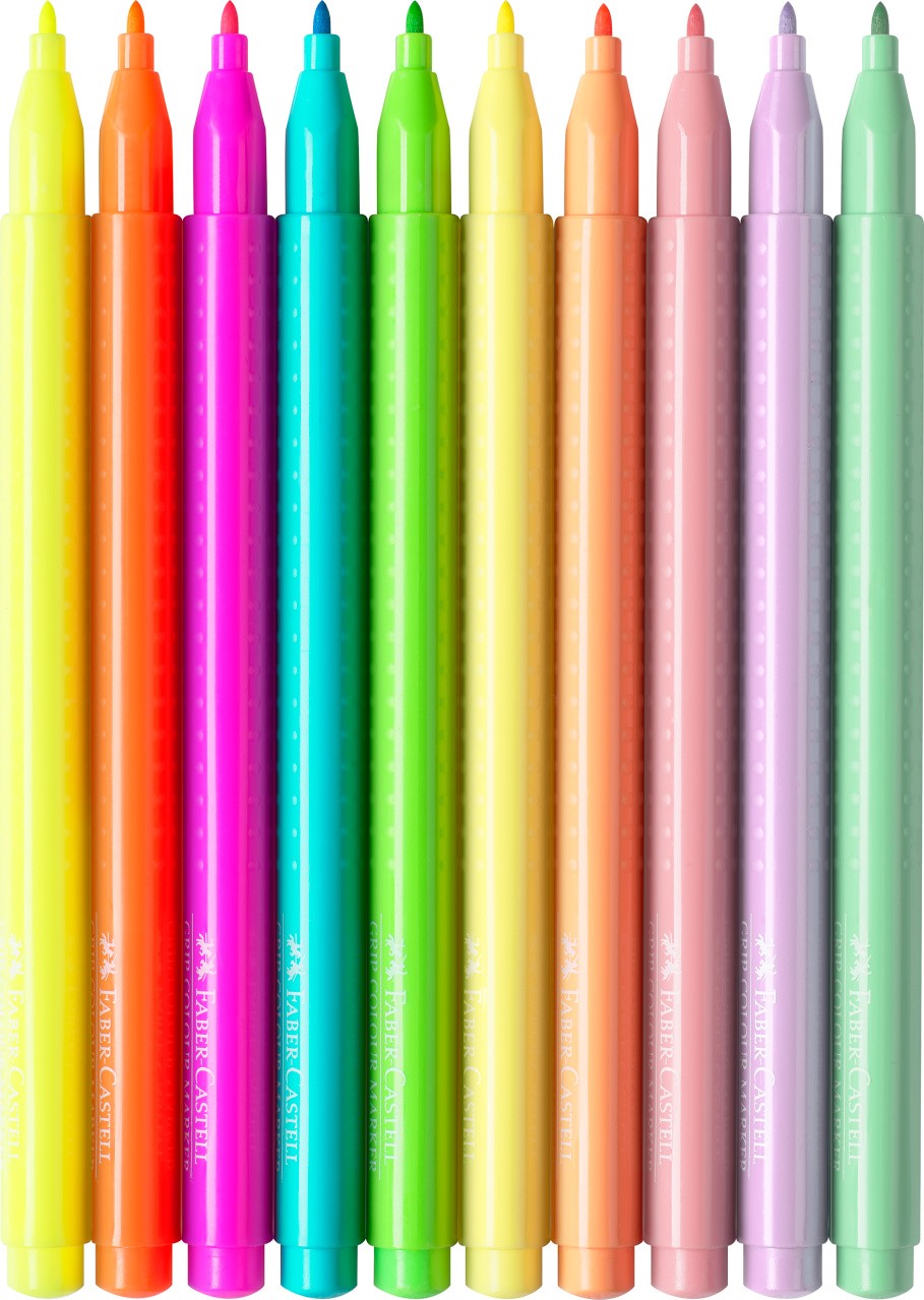 Флумастери GRIP неон/пастел 5+5 цвята Faber-Castell