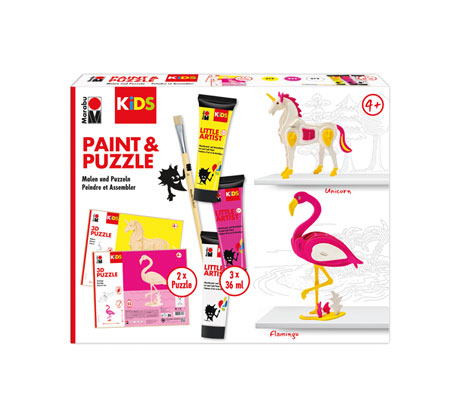 Комплект пъзели с бои за оцветяване Еднорог Little Artist Paint&Puzzle Unicorn