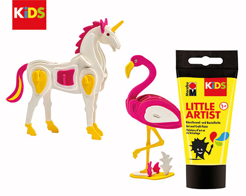 Комплект пъзели с бои за оцветяване Еднорог Little Artist Paint&Puzzle Unicorn
