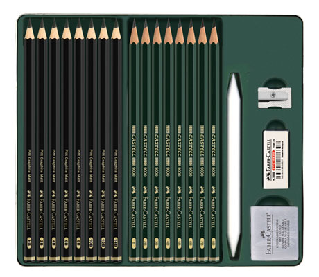 Молив графитен матов+Castell 9000 комплект Pitt Graphite Matt & Castell 9000 Set 20 части