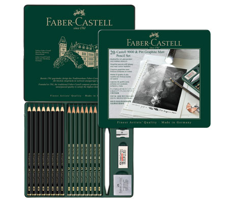 Молив графитен матов+Castell 9000 комплект Pitt Graphite Matt & Castell 9000 Set 20 части