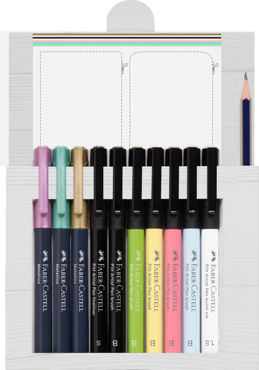 Калиграфски комплект с маркери и основи за картички 12 части Faber-Castell