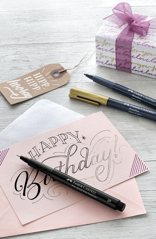 Калиграфски комплект с маркери и основи за картички 12 части Faber-Castell