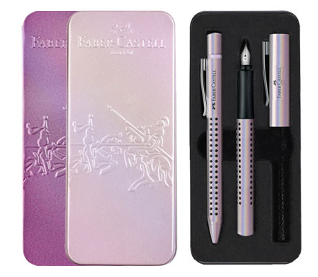 Комплект писалка и химикал Grip 2011 Glam в метална кутия Faber-Castell 