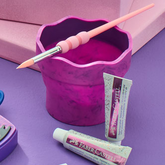 Чаша за рисуване сгъваема Faber-Castell Clic&Go - мраморна 