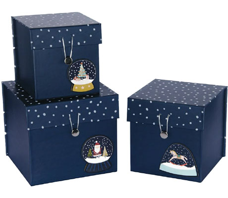 Подаръчни кутии Snowglobe със закопчаване с копче и ластик 