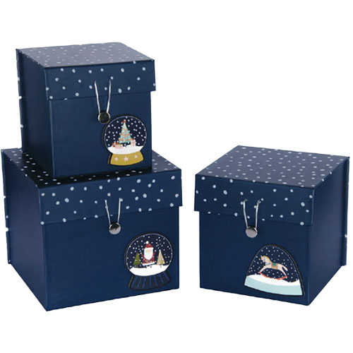 Подаръчни кутии Snowglobe със закопчаване с копче и ластик 