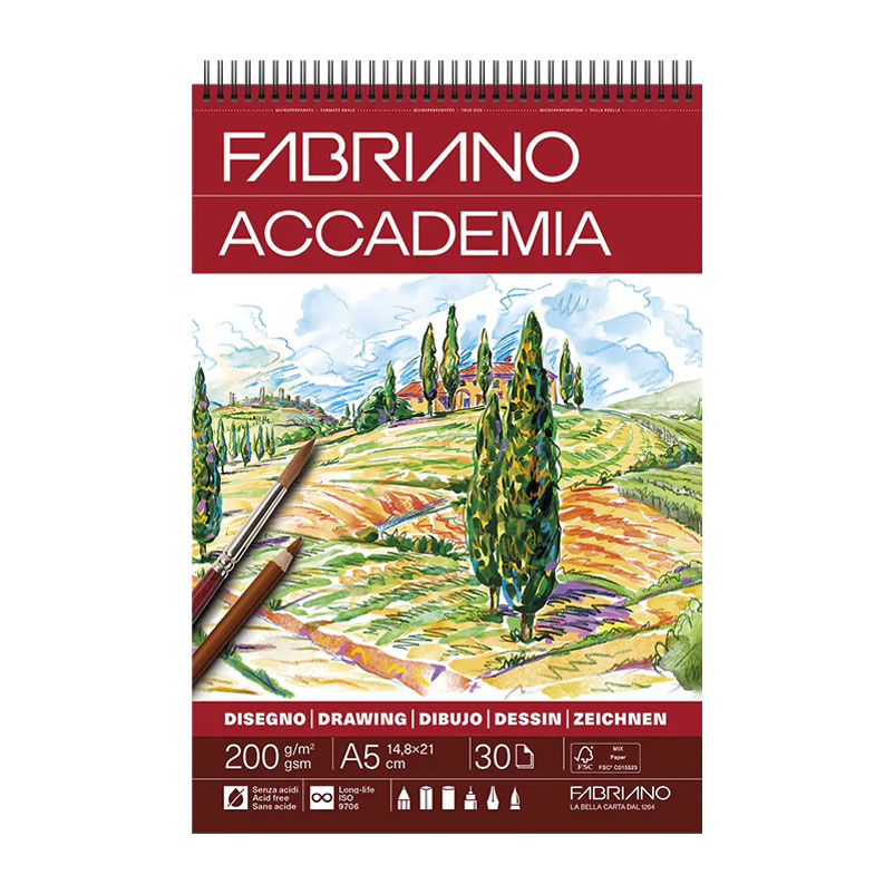 Скицник за рисуване ACCADEMIA А5, 30 л, 200 гр Sketchbook Fabriano